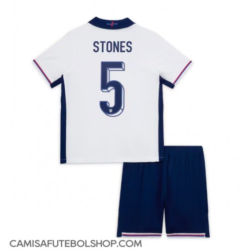 Camisa de time de futebol Inglaterra John Stones #5 Replicas 1º Equipamento Infantil Europeu 2024 Manga Curta (+ Calças curtas)